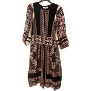 Sea Printed Wine, White, and Black Dress – Women's US Size 8